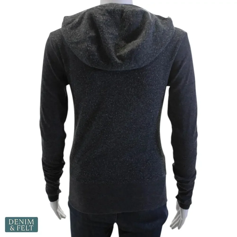 Alo Yoga Ribbed Sleeve Full Zip‎ Performance Hoodie Zipper Pockets Heather Gray